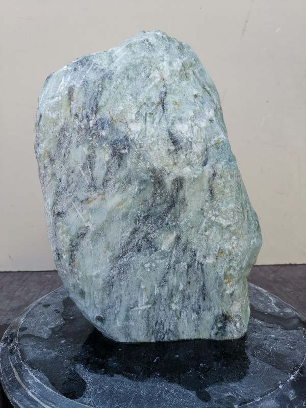 Speckstein; Einzelstck; aus Indien; trkis-schwarz; 14.590 kg