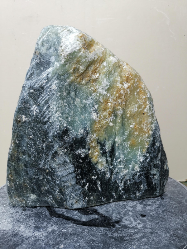 Speckstein; Einzelst�ck; aus Indien; t�rkis-schwarz, tlw. gr�n; 6,170 kg