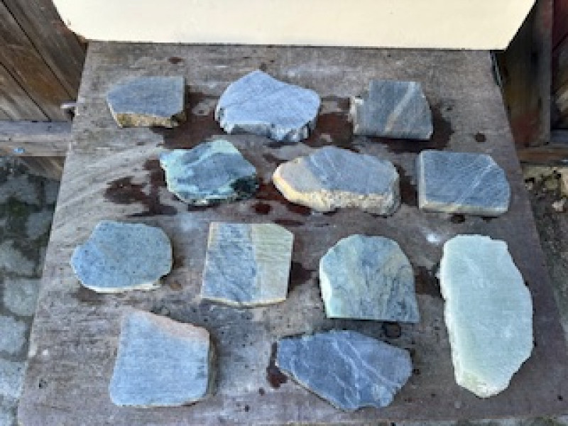 Speckstein; Scheiben; Sammlung; Einzelst�cke; 12 St�ck, 7,250 kg