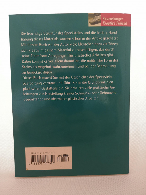 Arbeiten mit Speckstein; gebrauchte Buch; Johannes Erdmann