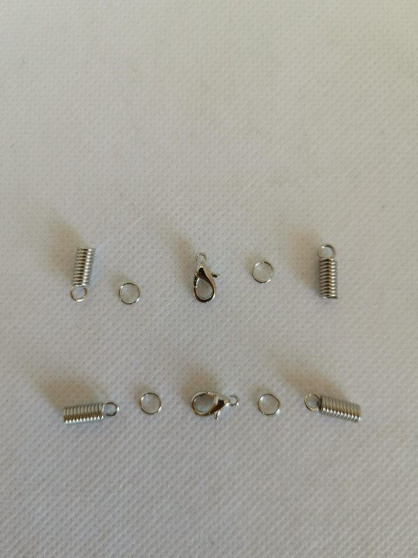 Verbinder; fr 2 mm; Baumwollkordel; und Lederriemen; Silberfarben; 2 Paar; Verschluss; sen