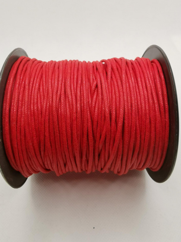 Baumwollkordel; gewachst; 2 mm Durchmesser; rot; laufender Meter