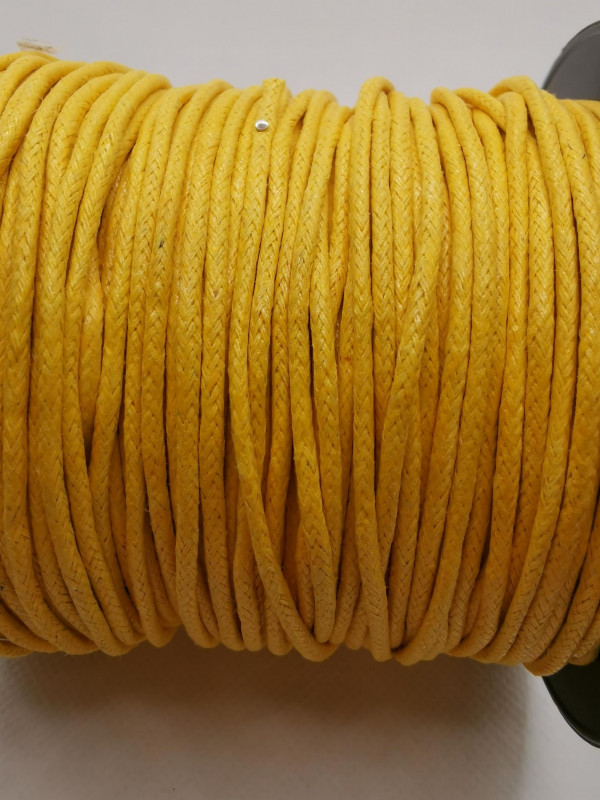 Baumwollkordel; gewachst; 2 mm Durchmesser; gelb; laufender Meter