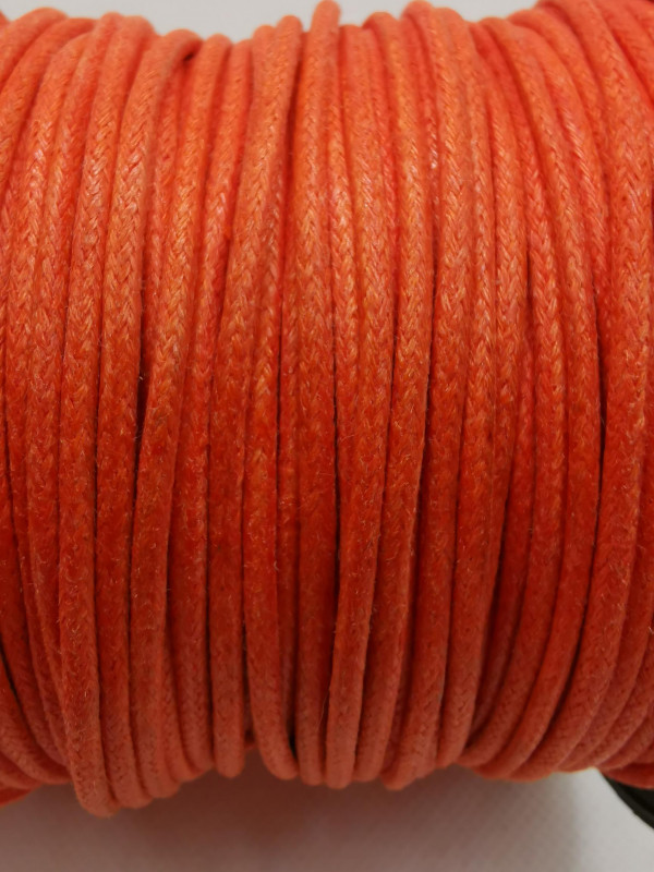 Baumwollkordel; gewachst; 2 mm Durchmesser; orange; laufender Meter