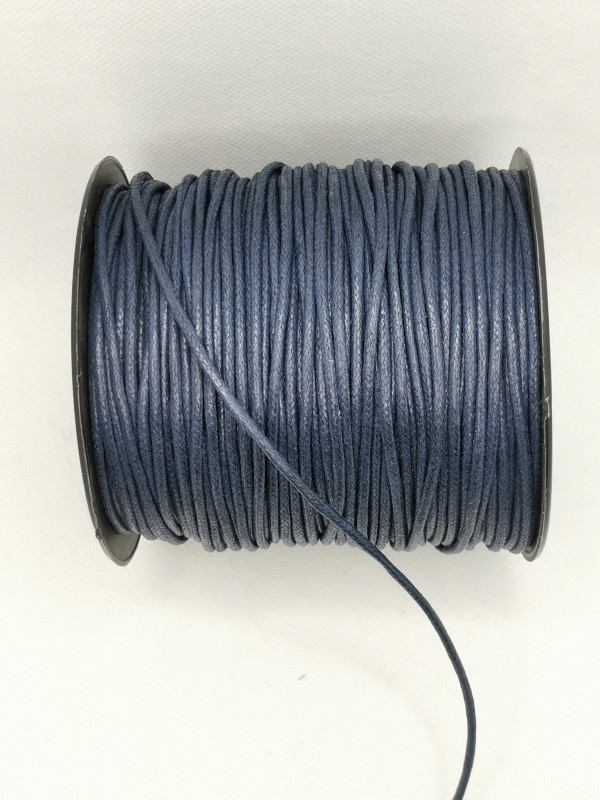 Baumwollkordel; gewachst; 2 mm Durchmesser; blau; laufender Meter