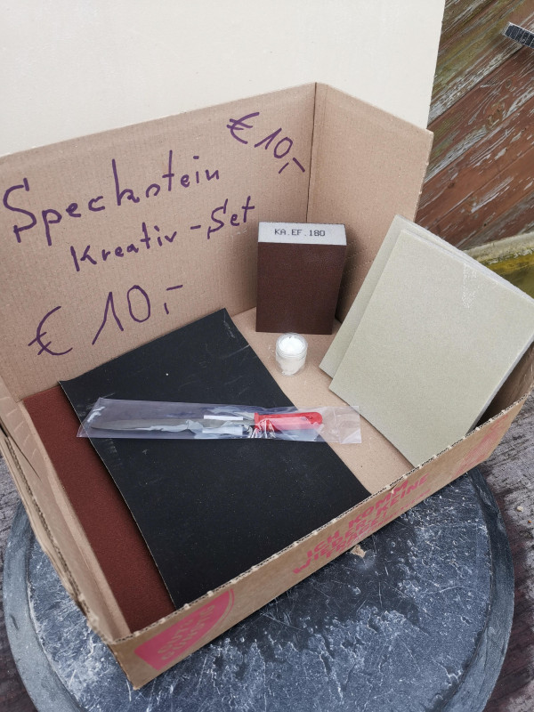 Kreativ Set; Rohling Schwein; Feile; Schleifpapier und Politur