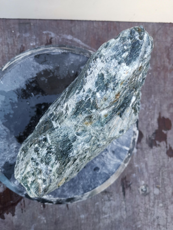 Speckstein; Einzelstck; aus Indien; trkis-schwarz; 7,950 kg
