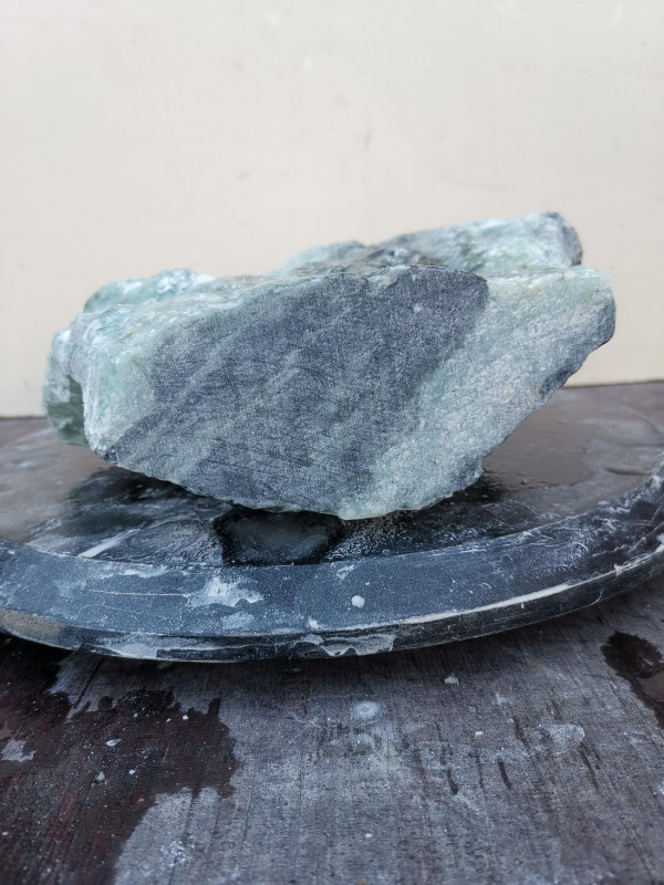 Speckstein; Einzelstck; aus Indien; trkis-schwarz; 7,550 kg