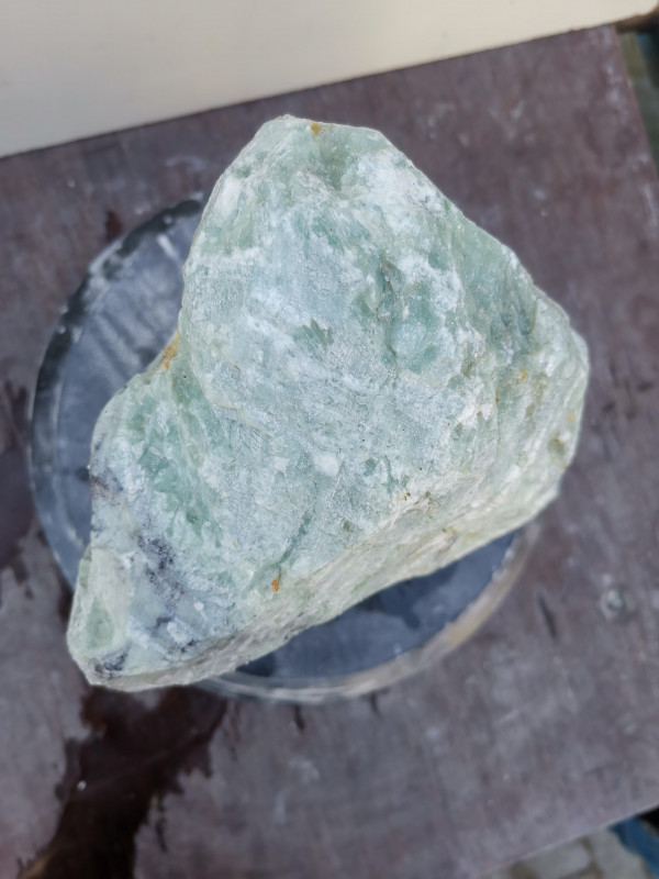Speckstein; Einzelstck; aus Indien; trkis-schwarz; 14.590 kg