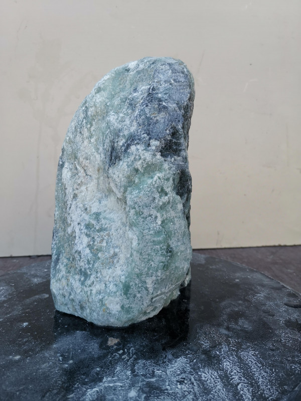 Speckstein; Einzelstck; aus Indien; trkis-schwarz; 4,800 kg