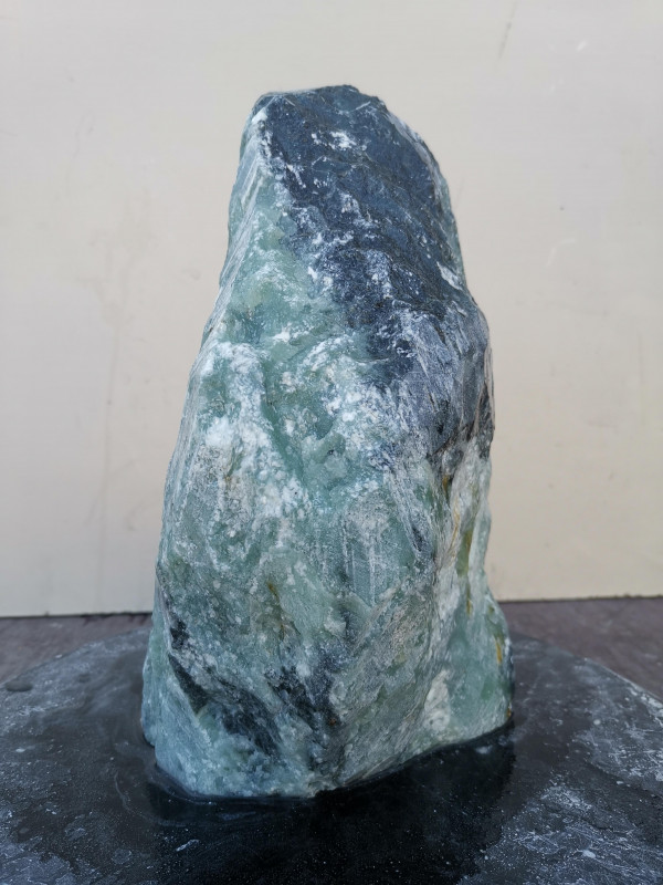 Speckstein; Einzelstck; aus Indien; trkis-schwarz; 7,980 kg