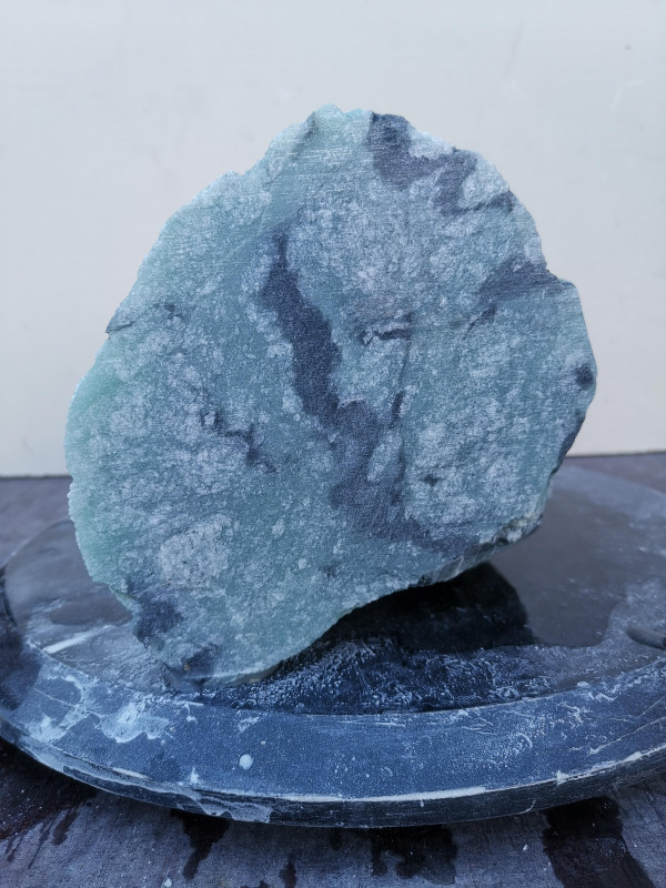 Speckstein; Einzelstck; aus Indien; trkis-schwarz; 7,980 kg