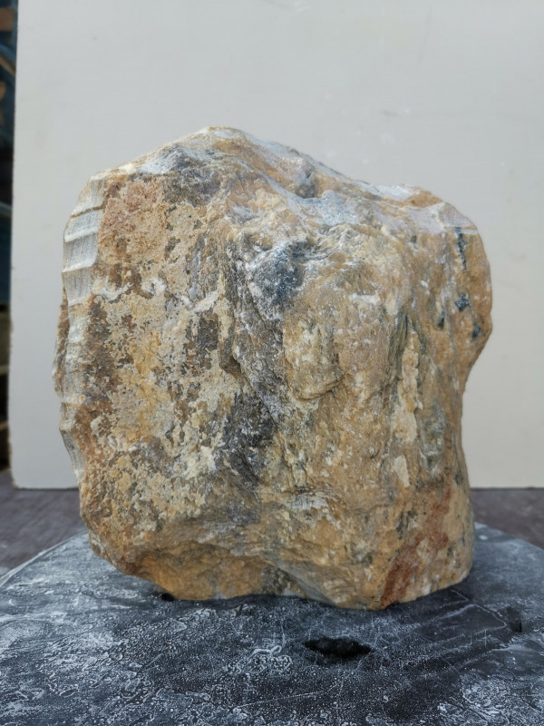 Speckstein Einzelstck aus Indien gelb - schwarz mit anderen Farben 7,350 kg