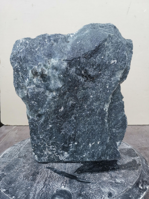 Speckstein Einzelstck schwarz- trkis, Streifen aus Indien; 7,820 kg