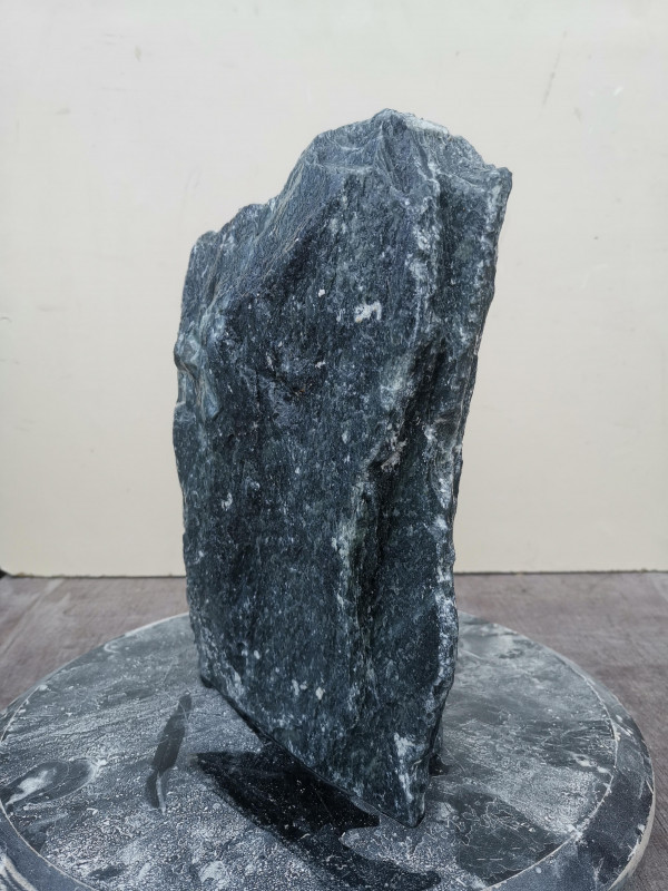 Speckstein Einzelstck schwarz- trkis, Streifen aus Indien; 7,820 kg