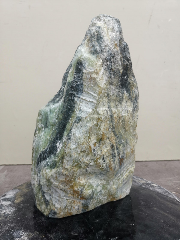 Speckstein Einzelstck aus Indien trkis-schwarz-mit gelb 9,940 kg