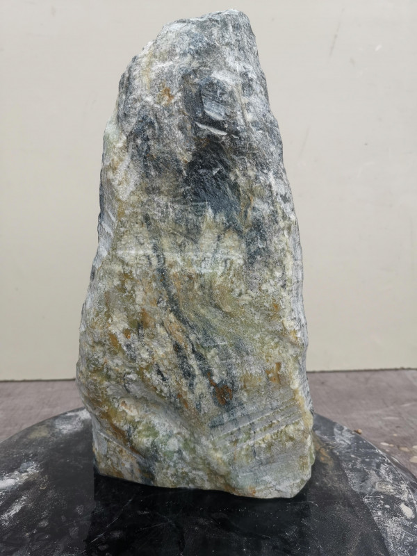 Speckstein Einzelstck aus Indien trkis-schwarz-mit gelb 9,940 kg