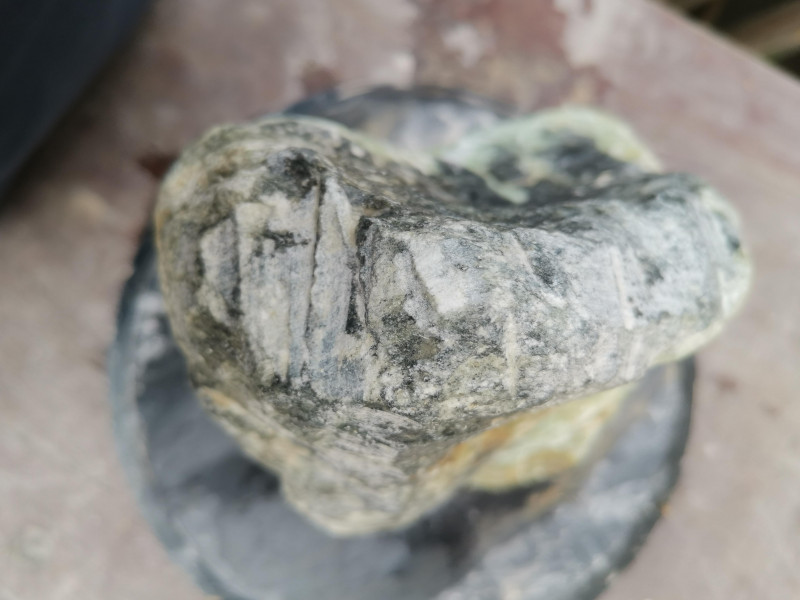 Speckstein Einzelstck aus Indien trkis-schwarz-mit gelb 9,940 kg
