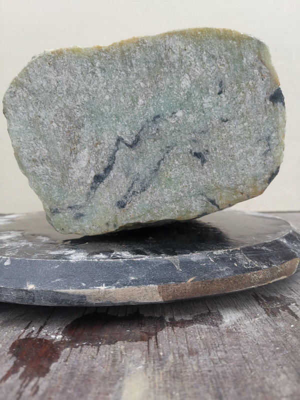 Speckstein Einzelstck aus Indien trkis-schwarz-mit gelb 9,940 kg