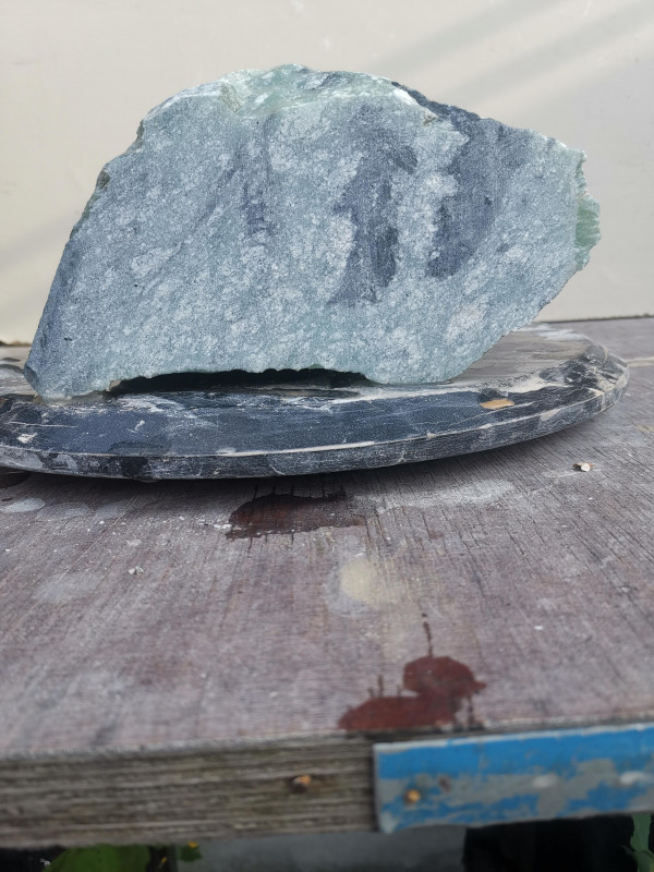 Speckstein Einzelstck aus Indien trkis - schwarz 7,880 kg