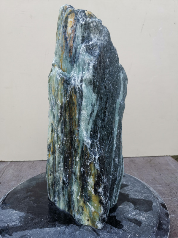 Speckstein; Einzelstck; Indien; schwarz; trkis; 9,850 kg