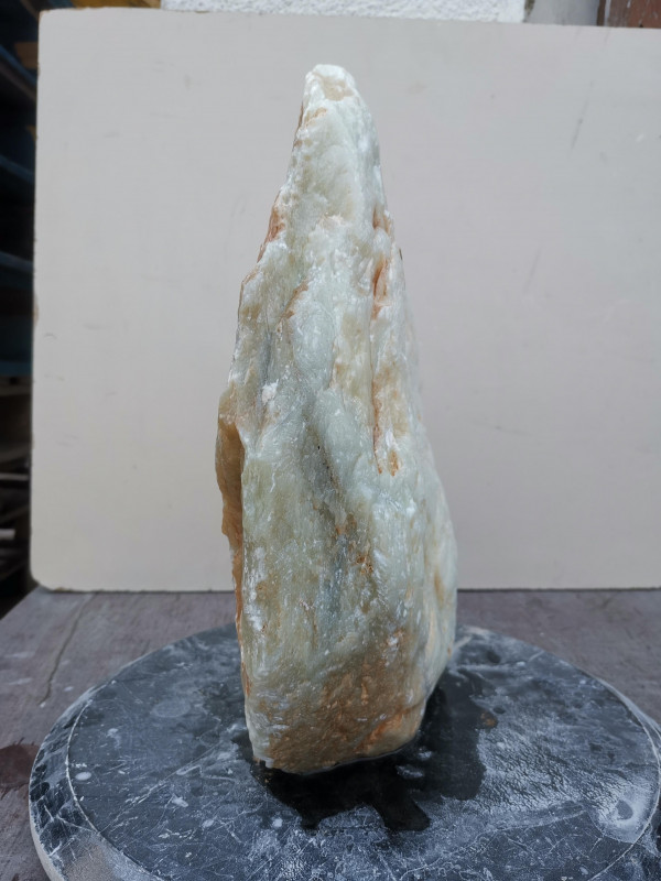 Speckstein; Einzelstck; aus China; wei; tlw grau; 14,830 kg