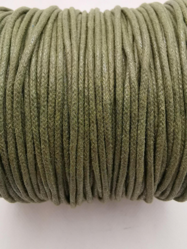 Baumwollkordel; gewachst; 2mm; grn; 100m
