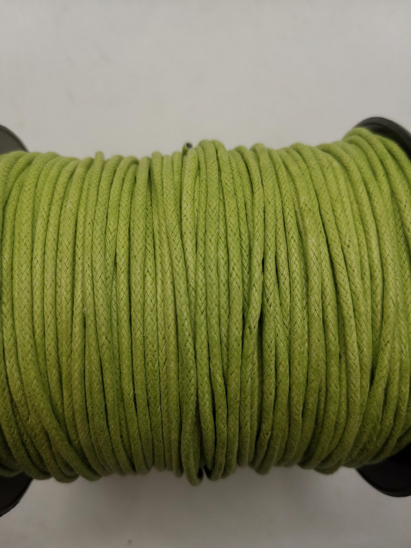 Baumwollkordel; 2mm; gewachst; hellgrn; 100m
