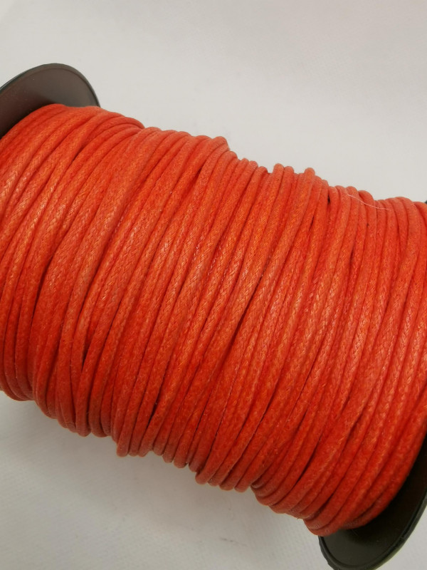 Baumwollkordel; 2mm; gewachst; orange; 100m