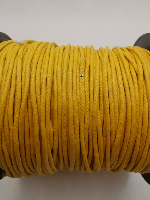 Baumwollkordel; 2mm; gewachst; gelb; 100m