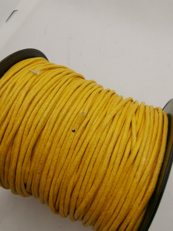 Baumwollkordel; 2mm; gewachst; gelb; 100m