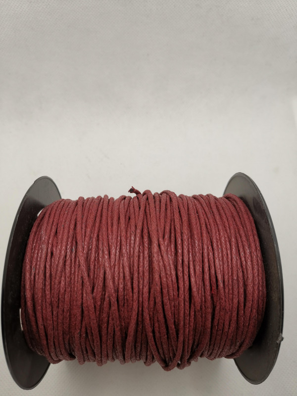 Baumwollkordel; 2mm; gewachst; bordeaux;100m