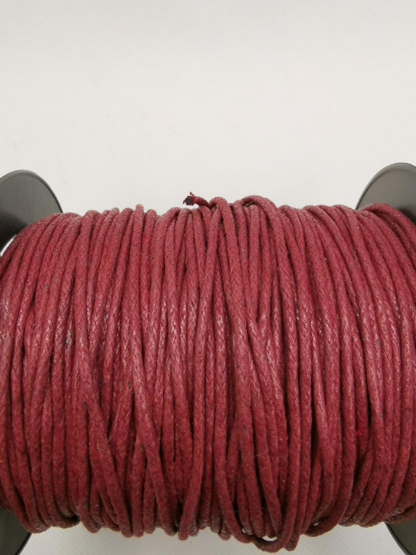 Baumwollkordel; 2mm; gewachst; bordeaux;100m
