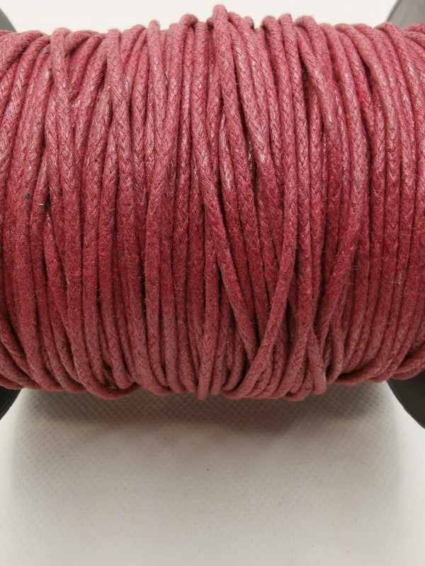 Baumwollkordel; 2mm; gewachst; bordeaux;100m