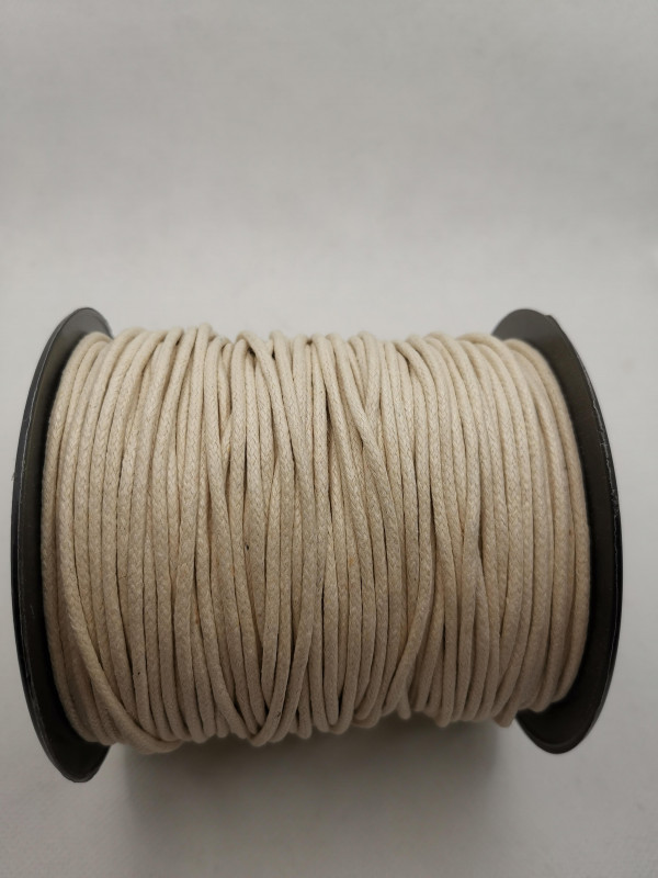 Baumwollkordel; gewachst; 2mm; creme; 100m