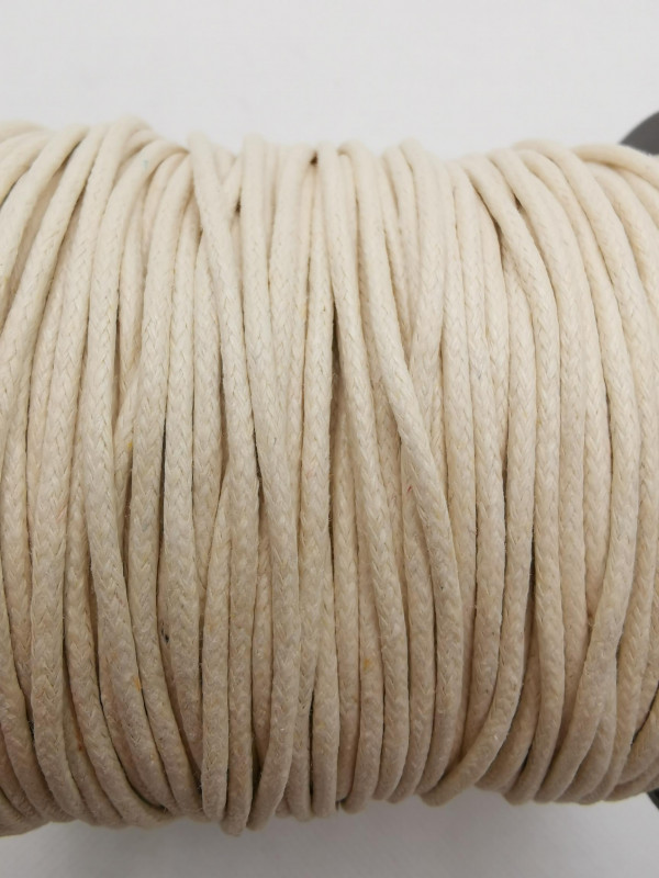 Baumwollkordel; gewachst; 2mm; creme; 100m