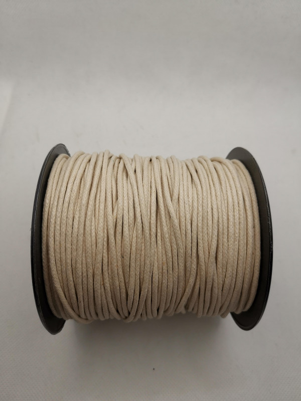 Baumwollkordel; gewachst; 2mm; creme; 100m
