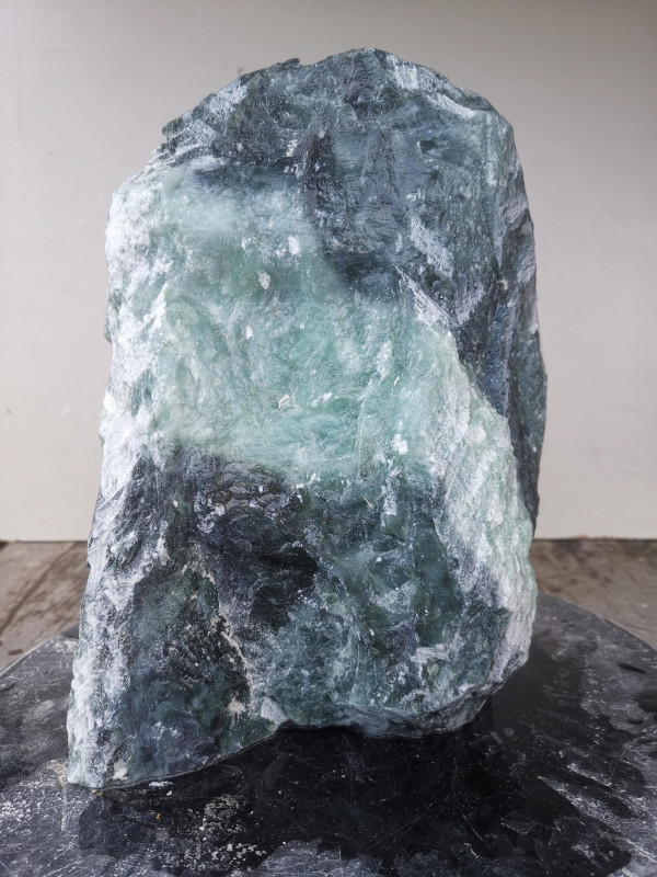 Speckstein Einzelstck aus Indien trkis - schwarz 11,410 kg