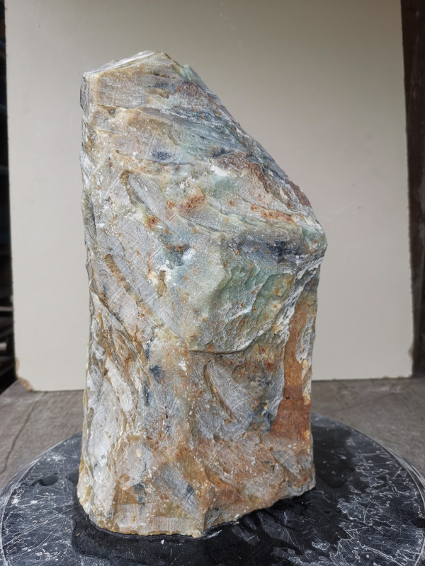 Speckstein; Einzelstck; aus Indien; gelb mit anderen Farben; 7,890 kg