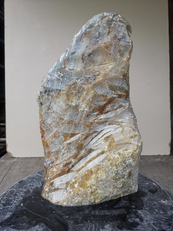 Speckstein; Einzelstck; aus Indien; gelb mit anderen Farben; 7,890 kg