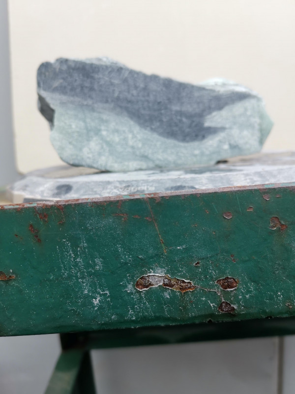 Speckstein; Einzelst�ck; aus Indien; t�rkis-schwarz; 10,240 kg