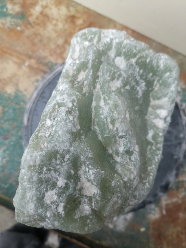 Speckstein; Einzelst�ck; aus Indien; Lemongr�n; 15,690 kg