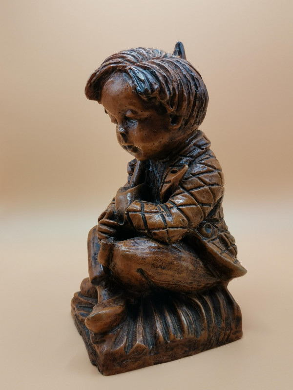 Speckstein; Figur; Hans im Gl�ck; Signiert; lasiert