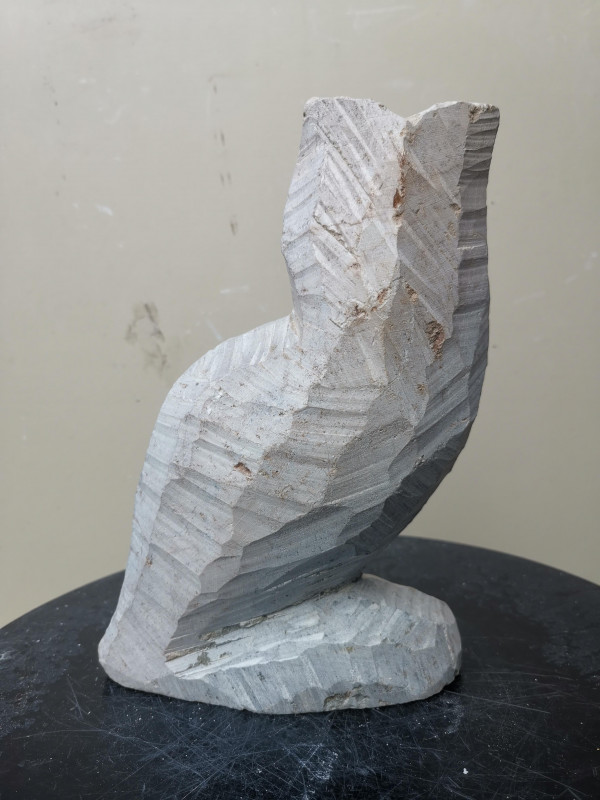 Speckstein XXL; Eule; Einzelst�ck aus Brasilien; bran-gr�n-marmoriert