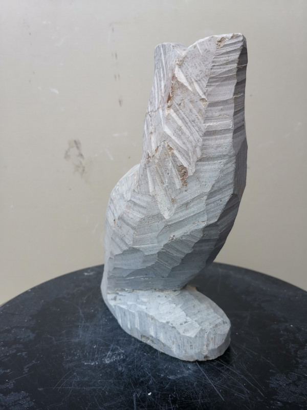 Speckstein XXL; Eule; Einzelst�ck aus Brasilien; bran-gr�n-marmoriert