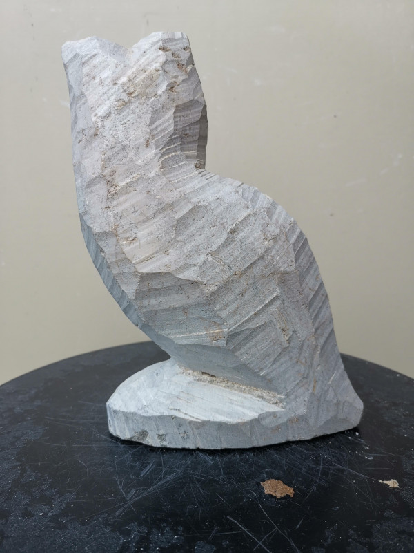 Speckstein XXL; Eule; Einzelst�ck aus Brasilien; bran-gr�n-marmoriert