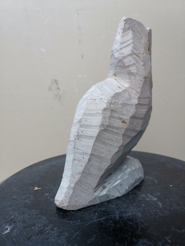 Speckstein XXL; Eule; Einzelst�ck aus Brasilien; bran-gr�n-marmoriert