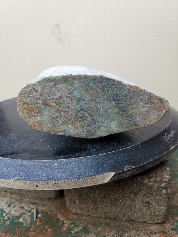 Speckstein XXL; Eule; Einzelst�ck aus Brasilien; bran-gr�n-marmoriert