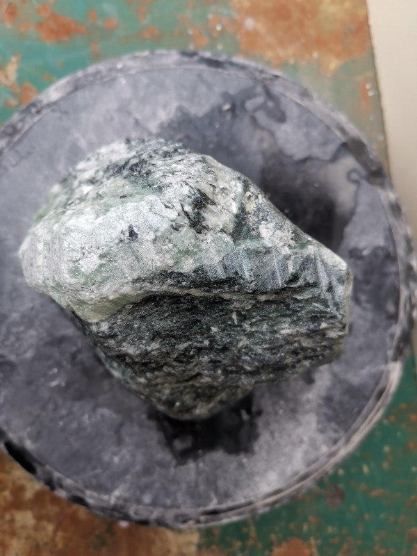 Speckstein; Einzelst�ck; aus Indien; t�rkis-schwarz; 5,880 kg