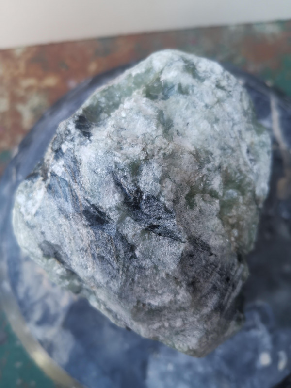 Speckstein; Einzelst�ck; aus Indien; t�rkis - schwarz; 5,210 kg